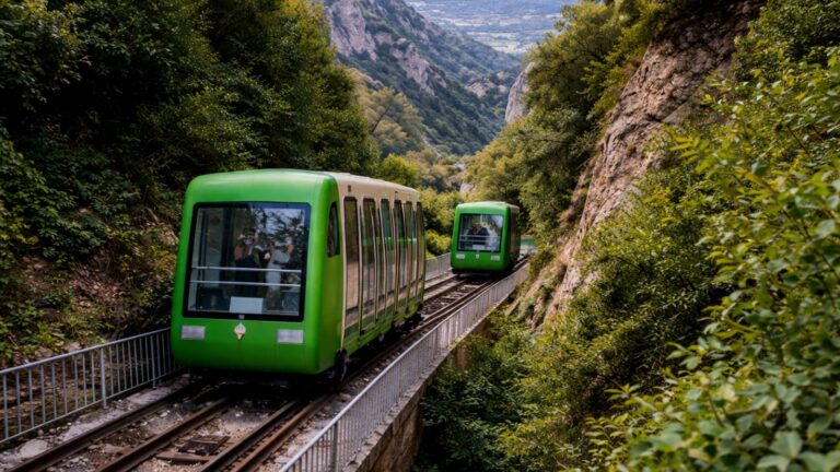 Subir en el funicular de la Santa Cova