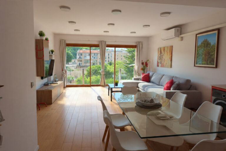 Salon comedor de Montserrat Paradise Apartment con ambiente confortable para descansar.